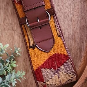 Vintage Wide Kilim Tapestry Belt – Boho Artisan Style – Made in Turkey